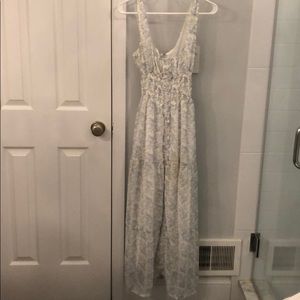 White and blue floral maxi